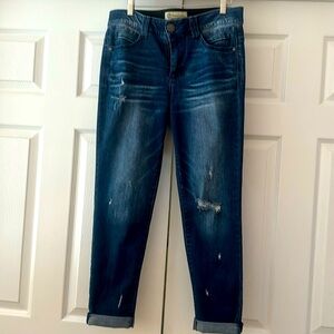 Democracy Women’s AB Solution Denim Straight Leg Cuffed Distressed Jeans, Size 8